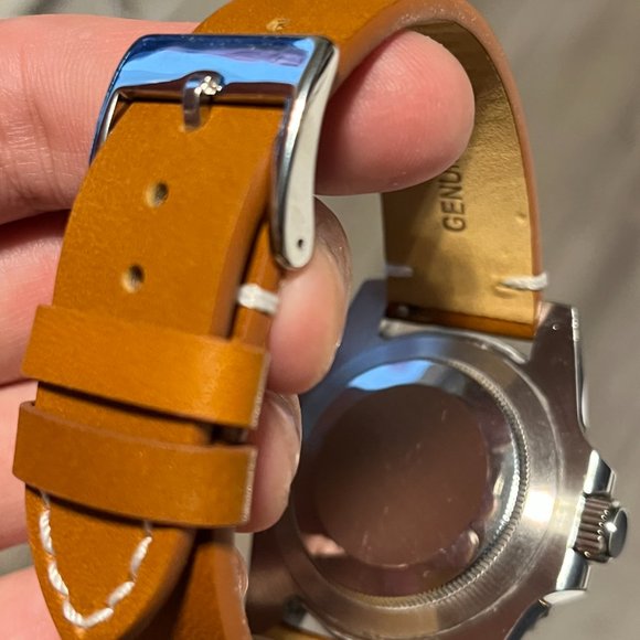 Seiko kermit/starbucks Submariner Mod Automatic Watch 40mm diameter brown strap - Picture 3 of 3